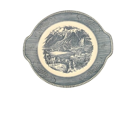 Vtg Currier and Ives By Royal Serving Platter The Rocky Mountains Pattern 10.5" - Picture 5 of 6